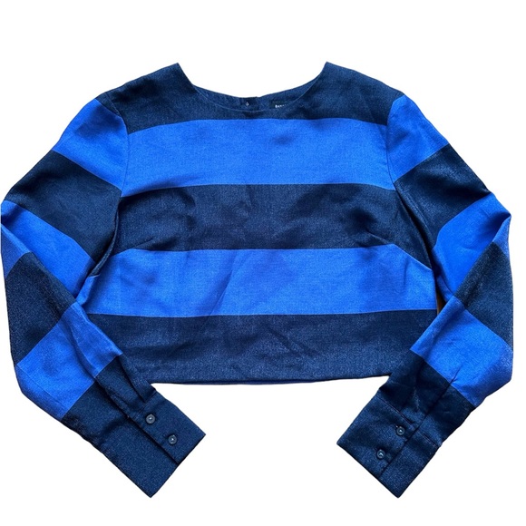 Banana Republic Crop Blue Shimmer Metallic Top Long Sleeves - Picture 1 of 6